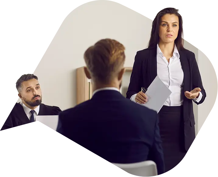 three people giving evidence at an employment tribunal.